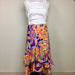 Ralph Lauren Ruffled colorful skirt Silk sz S